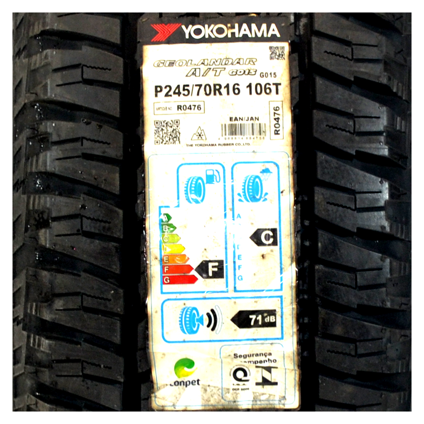 Pneu 245/70R16 Yokohama Geolandar G015 AT 106T Letras Brancas