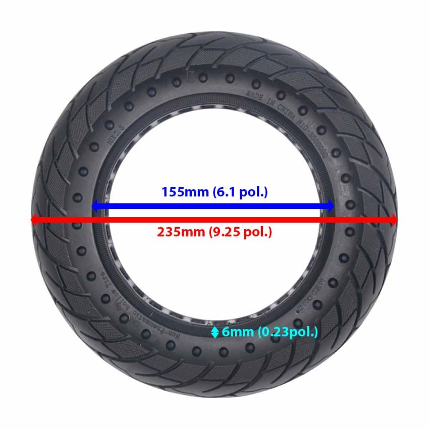 Pneu Sólido Patinete Foston S10 Drop Go10 10x2.5 V2